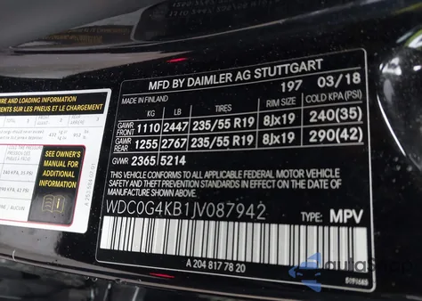 2018 Mercedes-Benz Glc 300 4Matic from USA, damaged, VIN WDC0G4KB1JV087942